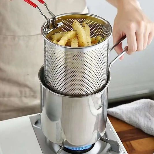 304 Stainless Steel Kitchen Deep Frying Pot with Strainer by HitMyNeed