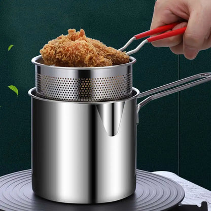 304 Stainless Steel Kitchen Deep Frying Pot with Strainer by HitMyNeed