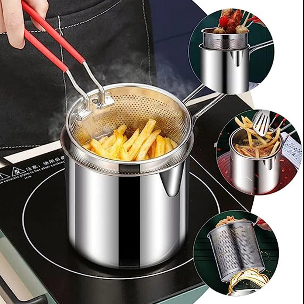 304 Stainless Steel Kitchen Deep Frying Pot with Strainer by HitMyNeed