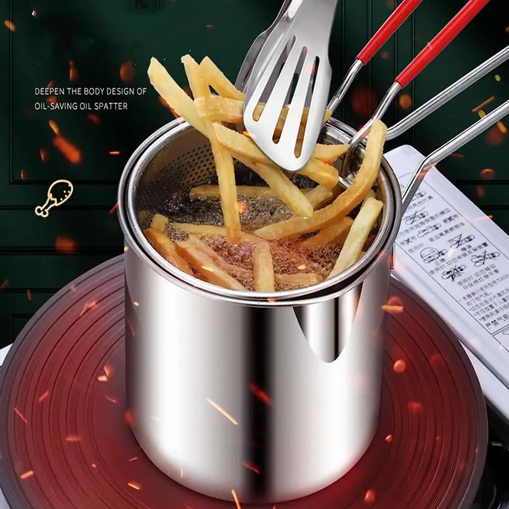 304 Stainless Steel Kitchen Deep Frying Pot with Strainer by HitMyNeed