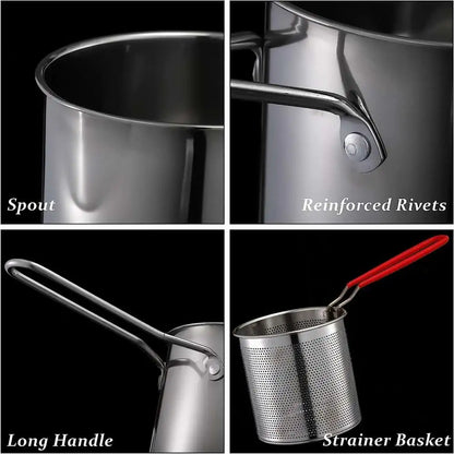 304 Stainless Steel Kitchen Deep Frying Pot with Strainer by HitMyNeed