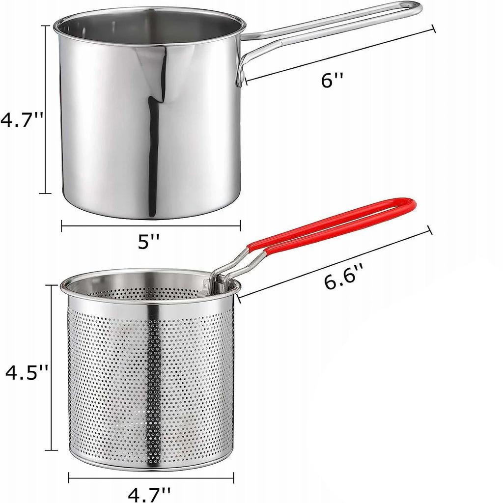 304 Stainless Steel Kitchen Deep Frying Pot with Strainer by HitMyNeed