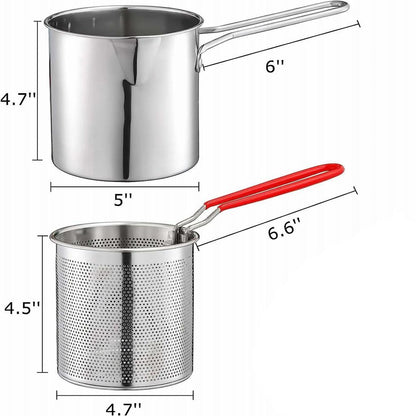 304 Stainless Steel Kitchen Deep Frying Pot with Strainer by HitMyNeed