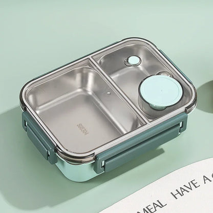 304 Stainless Steel Leakproof Bento Lunch Box 850ml green-2grids by HitMyNeed