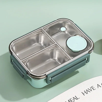 304 Stainless Steel Leakproof Bento Lunch Box 850ml green-3grids by HitMyNeed