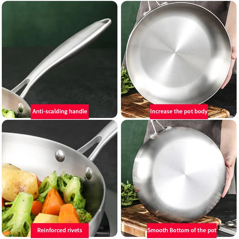 304 Stainless Steel Non-Stick Frying Pan for All Hobs 30cm by HitMyNeed