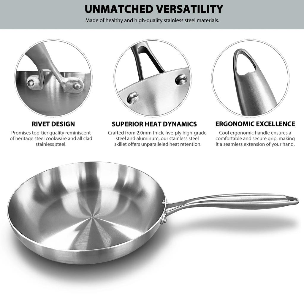 304 Stainless Steel Non-Stick Frying Pan for All Stoves by HitMyNeed