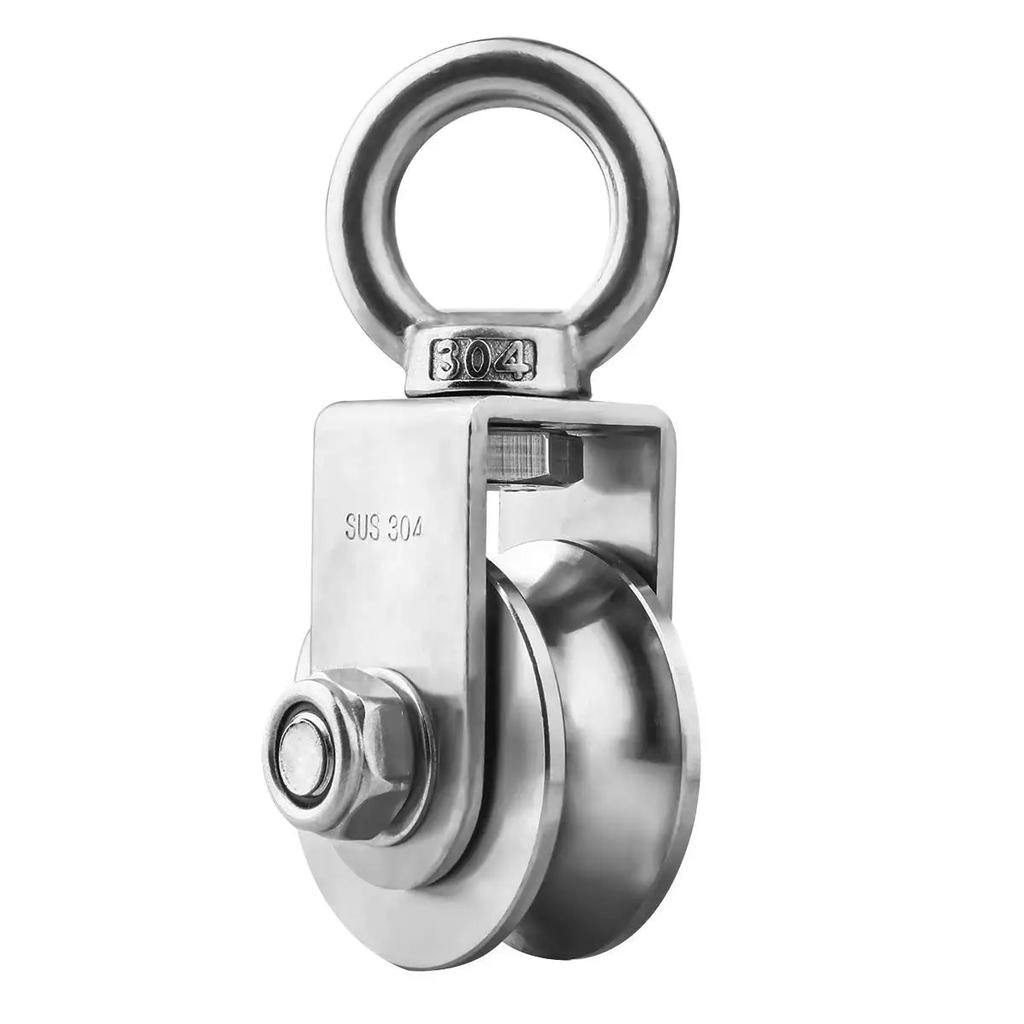 304 Stainless Steel U/V Swivel Pulley Duplex Bearing 500kgs u-type by HitMyNeed