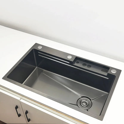304 Stainless Steel Waterfall Kitchen Sink with LED Faucet by HitMyNeed