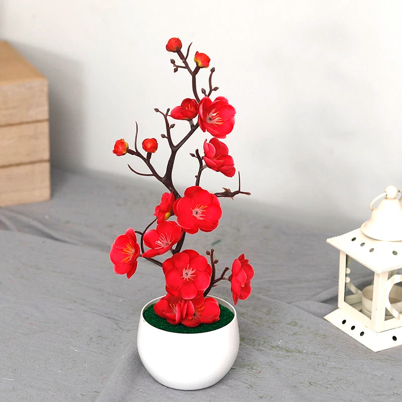 30cm Artificial Bonsai Tree with Pot & Flowers red by HitMyNeed