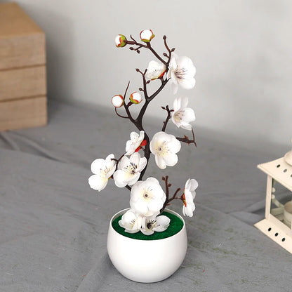 30cm Artificial Bonsai Tree with Pot & Flowers white by HitMyNeed