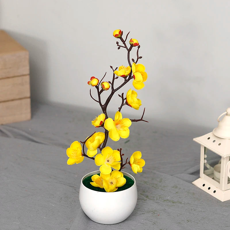 30cm Artificial Bonsai Tree with Pot & Flowers yellow by HitMyNeed