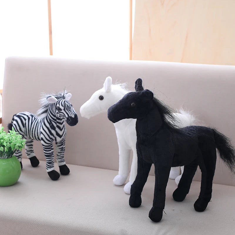 30cm Realistic Zebra Horse Plush Toy for Kids by HitMyNeed