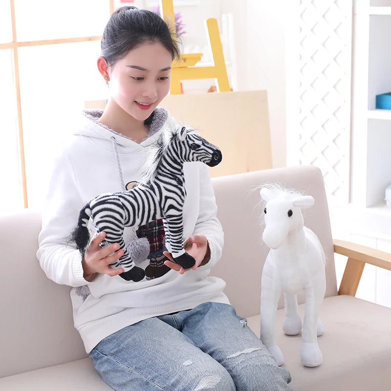 30cm Realistic Zebra Horse Plush Toy for Kids by HitMyNeed