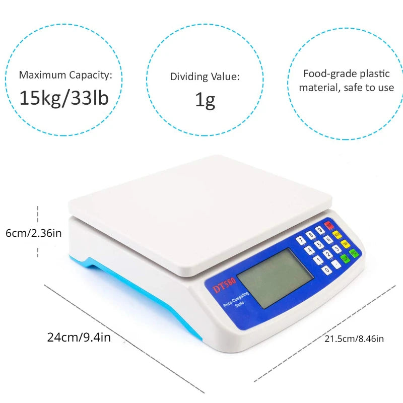 30kg Digital Kitchen & Parcel Scale 1g Accuracy by HitMyNeed