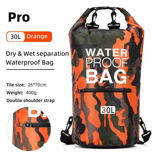 30L Waterproof Dry Bag Backpack with Wet/Dry Pocket 30l-orange-pro by HitMyNeed