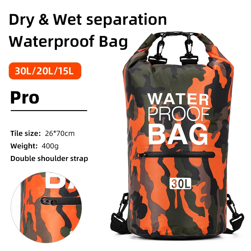 30L Waterproof Dry Bag Backpack with Wet/Dry Pocket by HitMyNeed