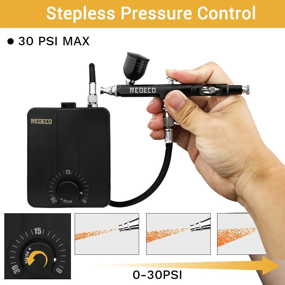 30PSI Dual-Action Airbrush Kit with Quiet Compressor by HitMyNeed