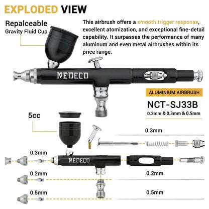 30PSI Dual-Action Airbrush Kit with Quiet Compressor by HitMyNeed