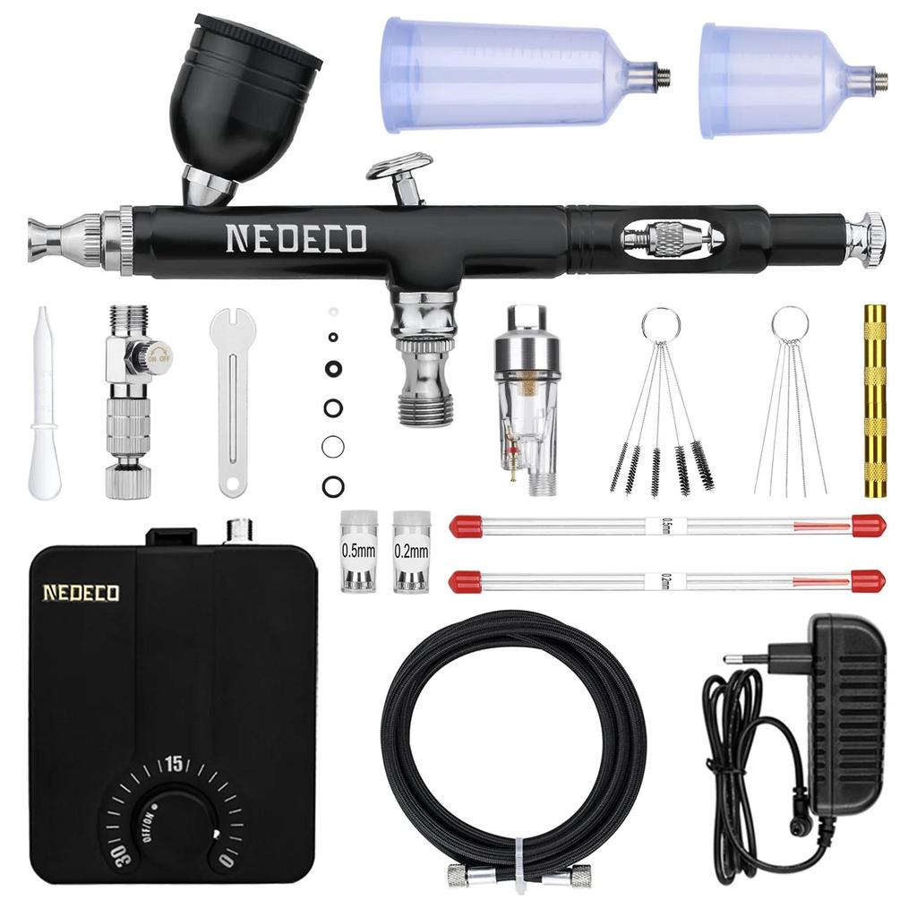 30PSI Dual-Action Airbrush Kit with Quiet Compressor us-plug by HitMyNeed