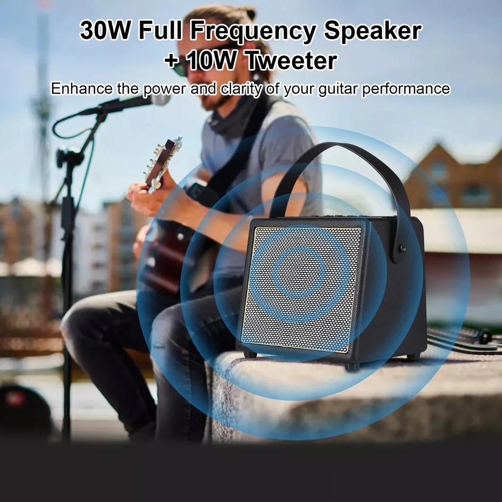 30W Bluetooth Guitar Amp with Effects & Mic Inputs by HitMyNeed