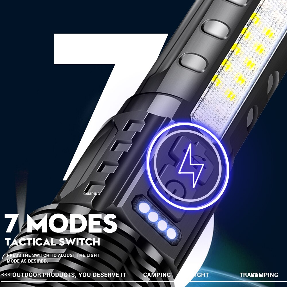 30W Rechargeable COB LED Flashlight with Power Display by HitMyNeed