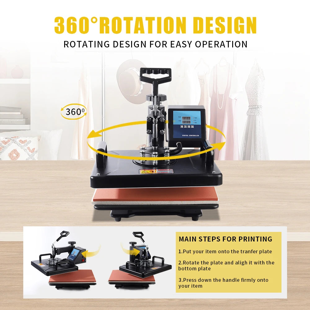 30x38cm 8-in-1 Combo Heat Press Machine CE by HitMyNeed