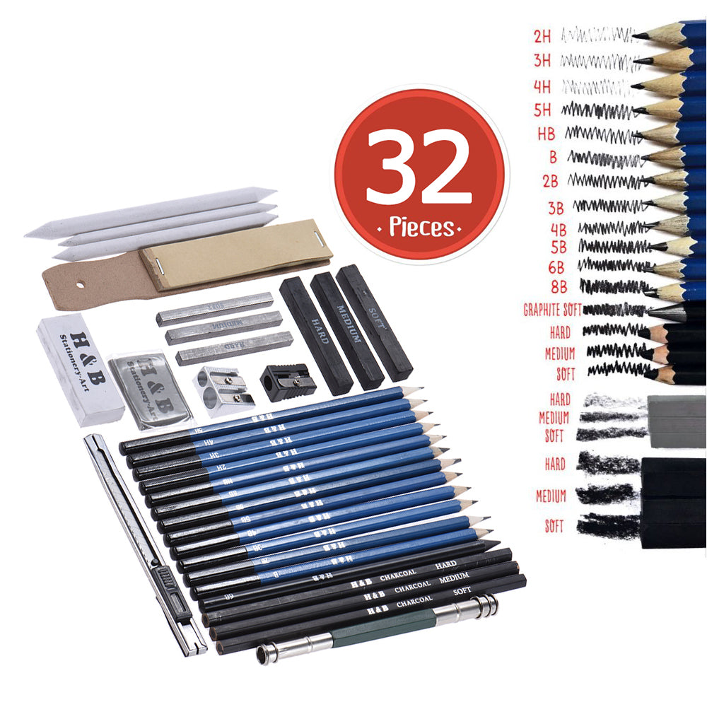 32-Piece Drawing and Sketching Tool Set with Case by HitMyNeed