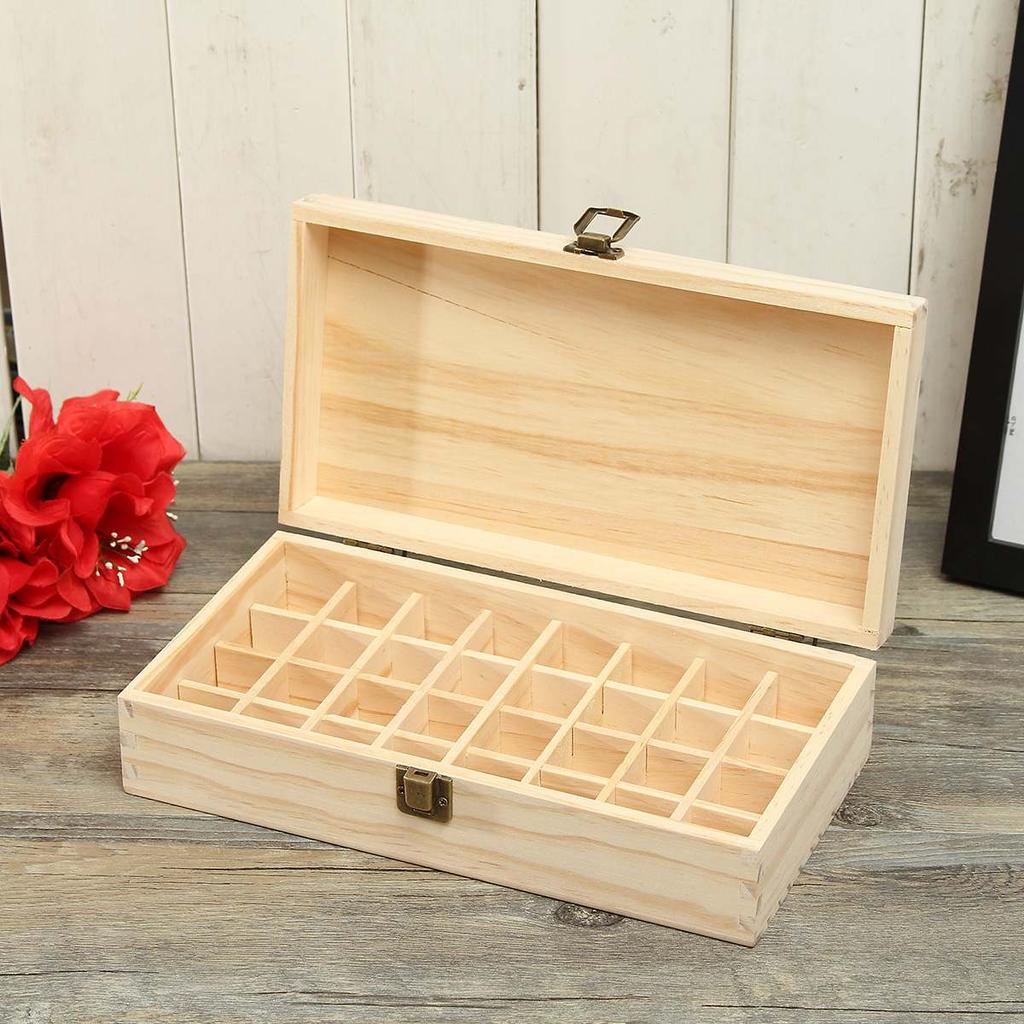 32 Slot Wooden Essential Oil Storage Box by HitMyNeed