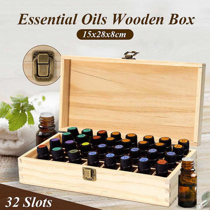 32 Slot Wooden Essential Oil Storage Box by HitMyNeed