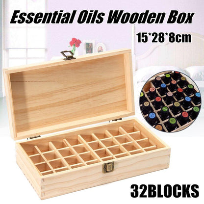 32 Slot Wooden Essential Oil Storage Box by HitMyNeed