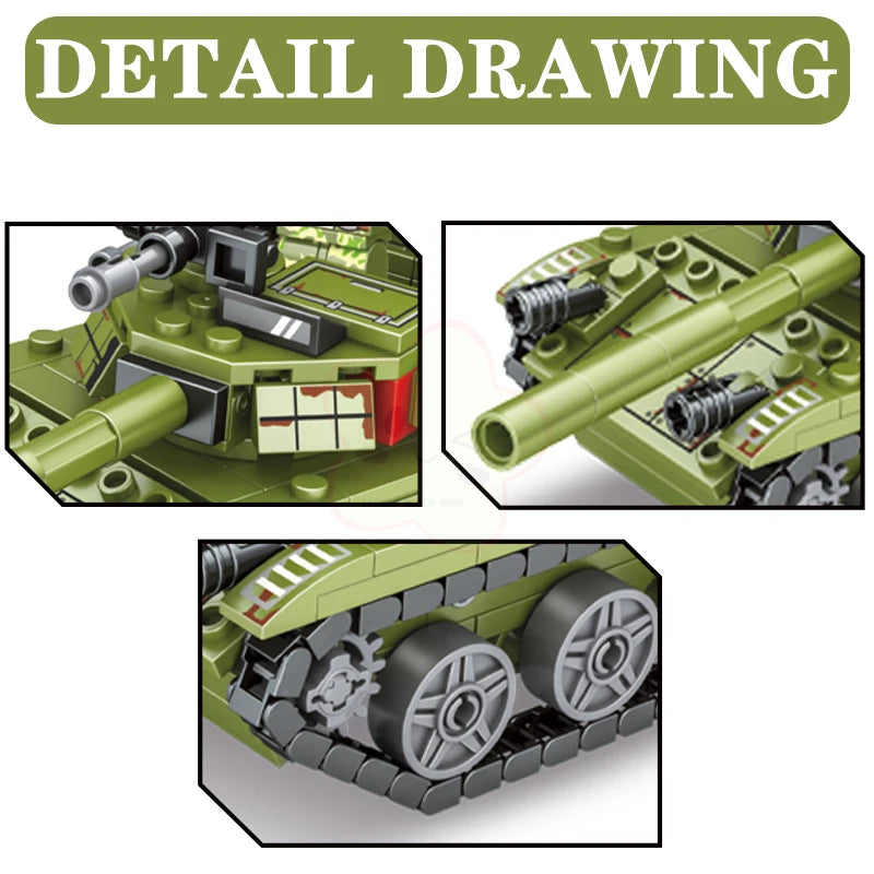 331pcs T-85 WW2 Tank & Soldier Building Block Set by HitMyNeed