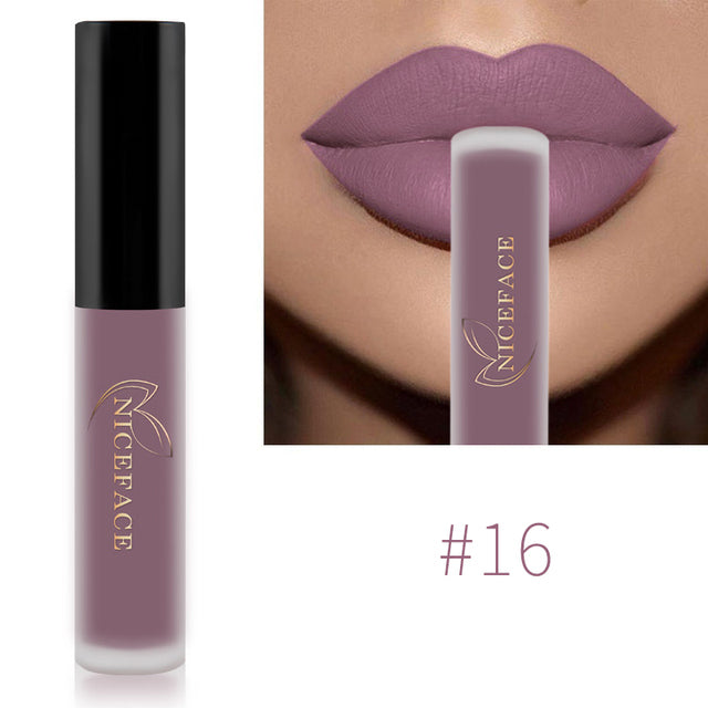34-Color Nude Matte Waterproof Liquid Lipstick Set 16 by HitMyNeed