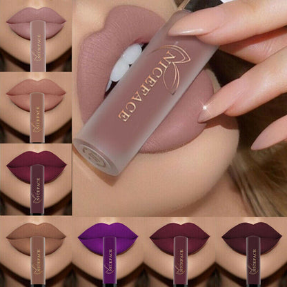 34-Color Nude Matte Waterproof Liquid Lipstick Set by HitMyNeed