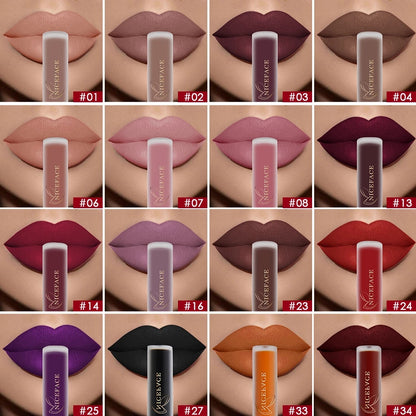 34-Color Nude Matte Waterproof Liquid Lipstick Set by HitMyNeed