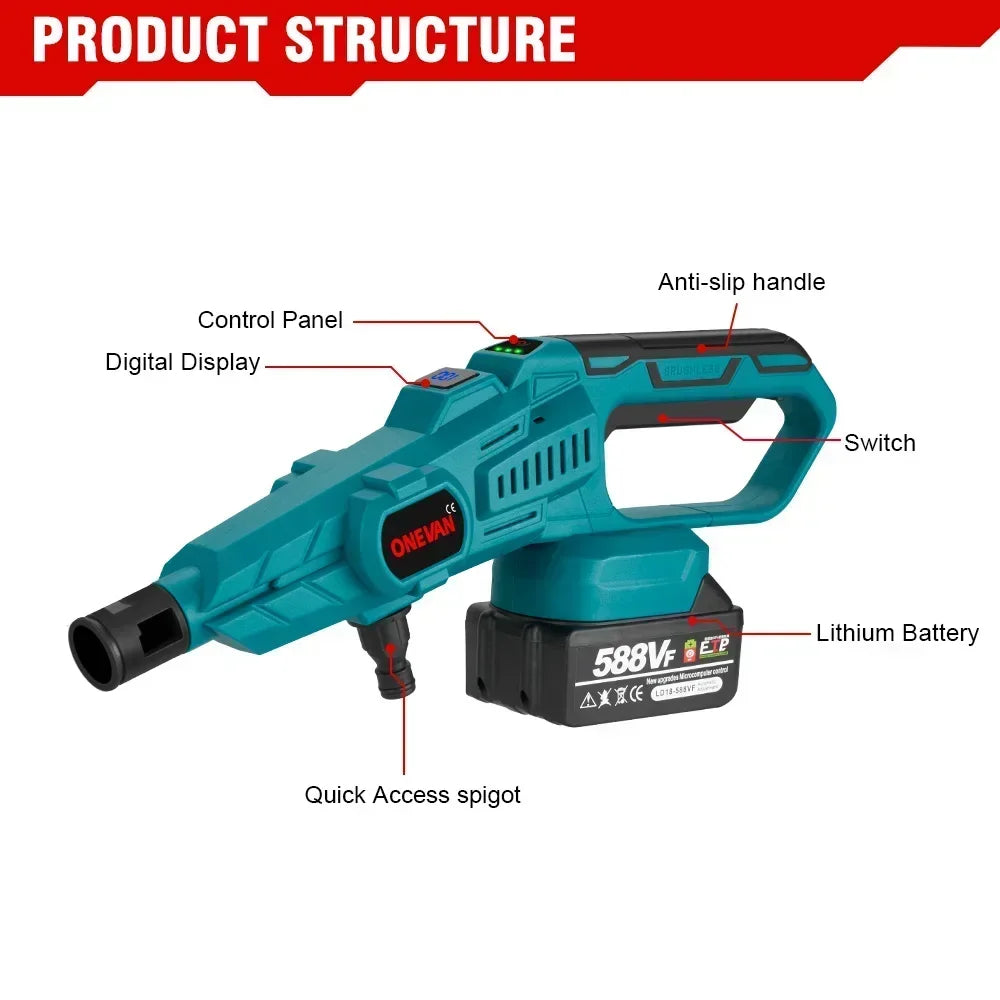 3500W 200Bar Brushless Cordless Pressure Washer 18V by HitMyNeed