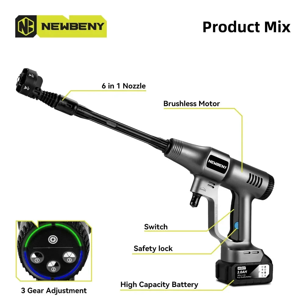 3500W 200Bar Powerful Cordless Brushless Pressure Washer by HitMyNeed