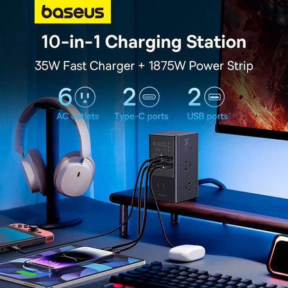 35W 7-in-1 Fast Charging Power Strip with Display 4000W by HitMyNeed