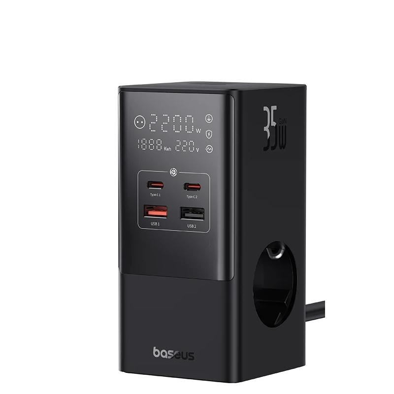 35W 7-in-1 Fast Charging Power Strip with Display 4000W eu-plug-220v by HitMyNeed