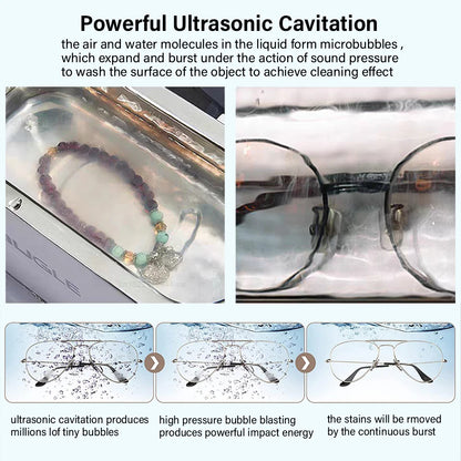 35W Ultrasonic Cleaner 500ml for Glasses & Jewelry by HitMyNeed