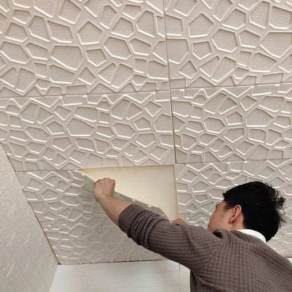 35x35cm 3D Waterproof Peel & Stick Ceiling Panel 12pcs-35x35cm by HitMyNeed