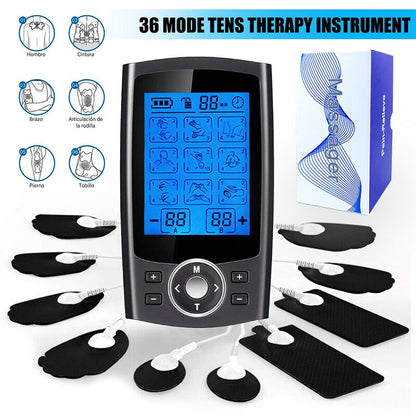 36‑Mode TENS & EMS Digital Muscle Stimulator sliver by HitMyNeed