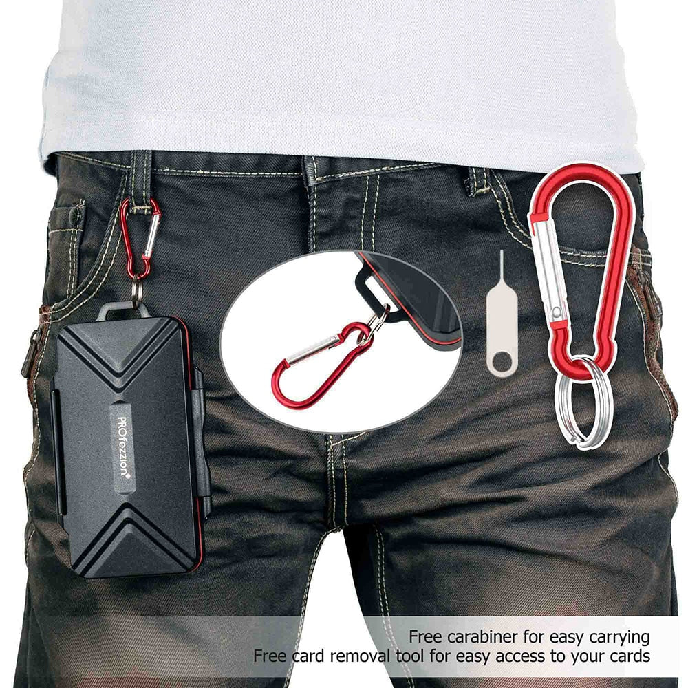 36-Slot Hard SD Card Storage Case with Carabiner by HitMyNeed