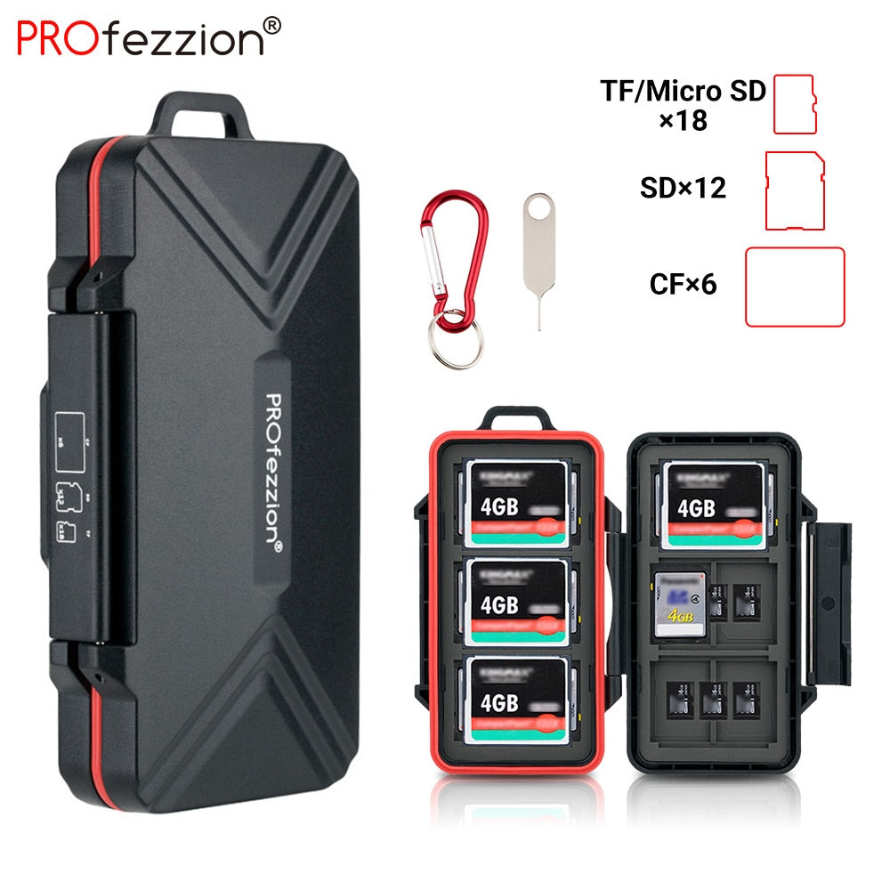 36-Slot Hard SD Card Storage Case with Carabiner by HitMyNeed