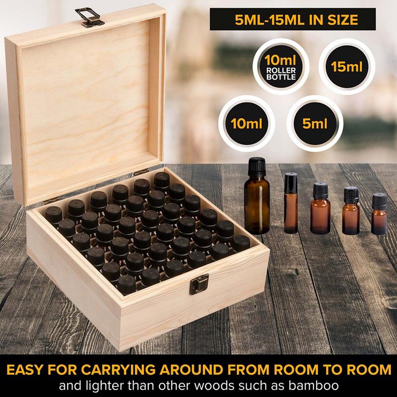 36 Slot Wooden Essential Oil Storage Box by HitMyNeed