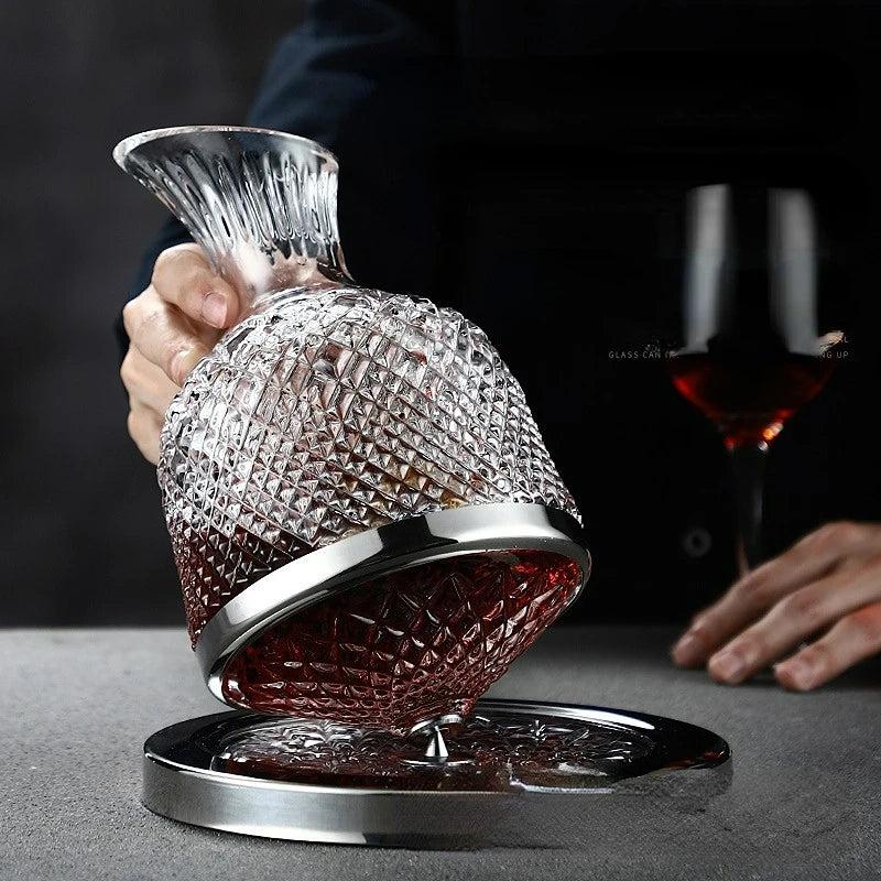 360 Rotating Crystal Wine Decanter 1500ml by HitMyNeed