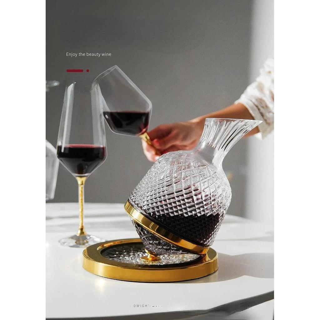 360 Rotating Crystal Wine Decanter 1500ml by HitMyNeed