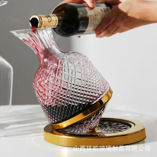 360 Rotating Crystal Wine Decanter 1500ml gold by HitMyNeed