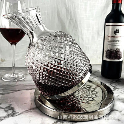 360 Rotating Crystal Wine Decanter 1500ml silver by HitMyNeed