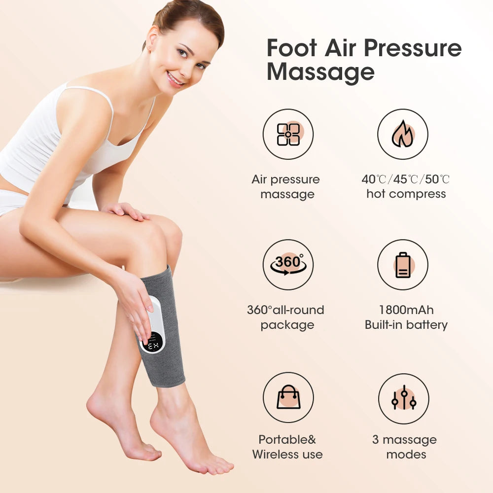 360° Air Pressure Calf & Leg Massager with Heat, 3 Modes by HitMyNeed